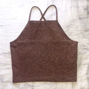 Glittery Halter Crop Top